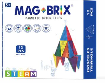 MAGBRIX® MAGNETIC BRICK TILE - ISOSCELES TRIANGLE 12 PCS PACK