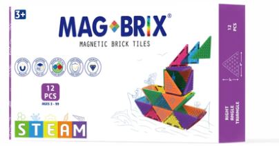 MAGBRIX® MAGNETIC BRICK TILE - RIGHT ANGLE TRIANGLE 12 PCS PACK
