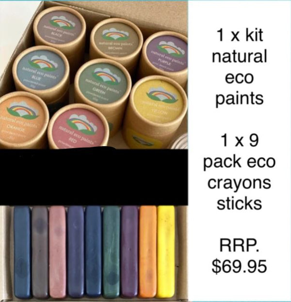 DELUXE ECO ART BUNDLE: ECO CRAYONS STICKS AND NATURAL ECO PAINTS