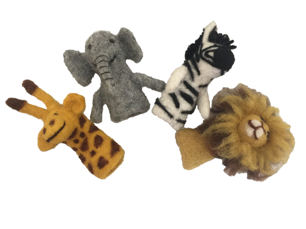 African Animal Finger Puppets/4pc